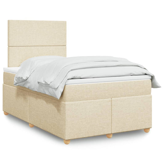 vidaXL Κρεβάτι Boxspring με Στρώμα Κρεμ 120x200 εκ. Υφασμάτινο