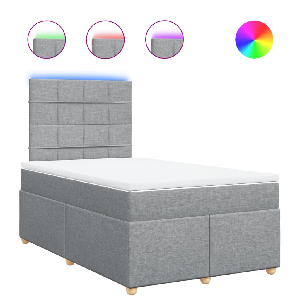 vidaXL Κρεβάτι Boxspring με Στρώμα Ανοιχτό Γκρι 120x200 εκ. Υφασμάτινο