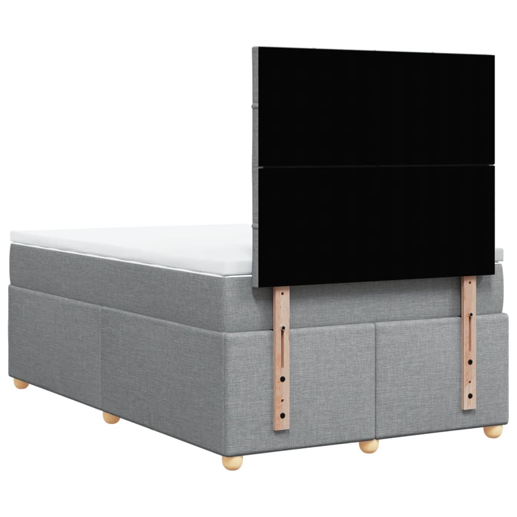 vidaXL Κρεβάτι Boxspring με Στρώμα Ανοιχτό Γκρι 120x200 εκ. Υφασμάτινο