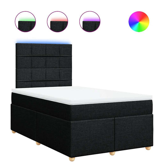vidaXL Κρεβάτι Boxspring με Στρώμα Μαύρο 120x200 εκ. Υφασμάτινο