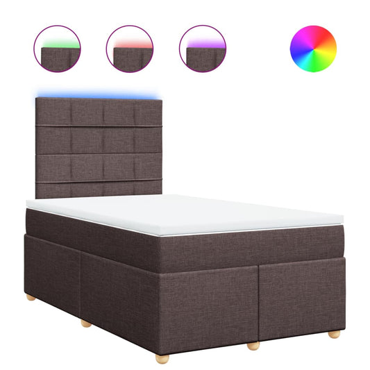 vidaXL Κρεβάτι Boxspring με Στρώμα Σκούρο Καφέ 120x200 εκ. Υφασμάτινο