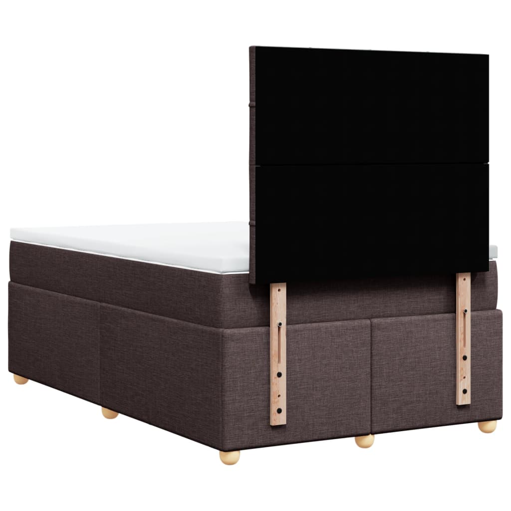 vidaXL Κρεβάτι Boxspring με Στρώμα Σκούρο Καφέ 120x200 εκ. Υφασμάτινο