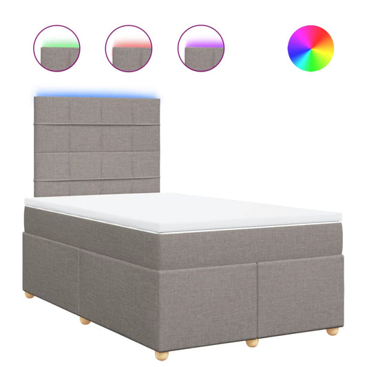 vidaXL Κρεβάτι Boxspring με Στρώμα Taupe 120x200 εκ. Υφασμάτινο
