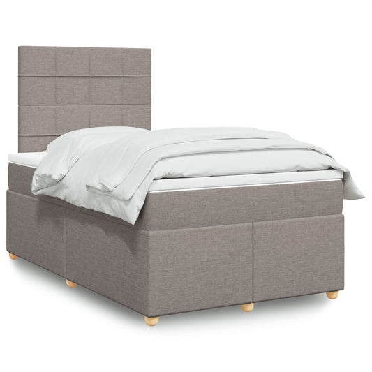 vidaXL Κρεβάτι Boxspring με Στρώμα Taupe 120x200 εκ. Υφασμάτινο