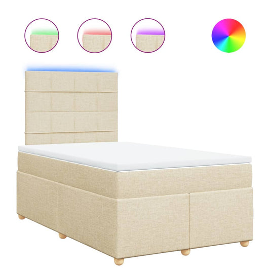 vidaXL Κρεβάτι Boxspring με Στρώμα Κρεμ 120x200 εκ. Υφασμάτινο