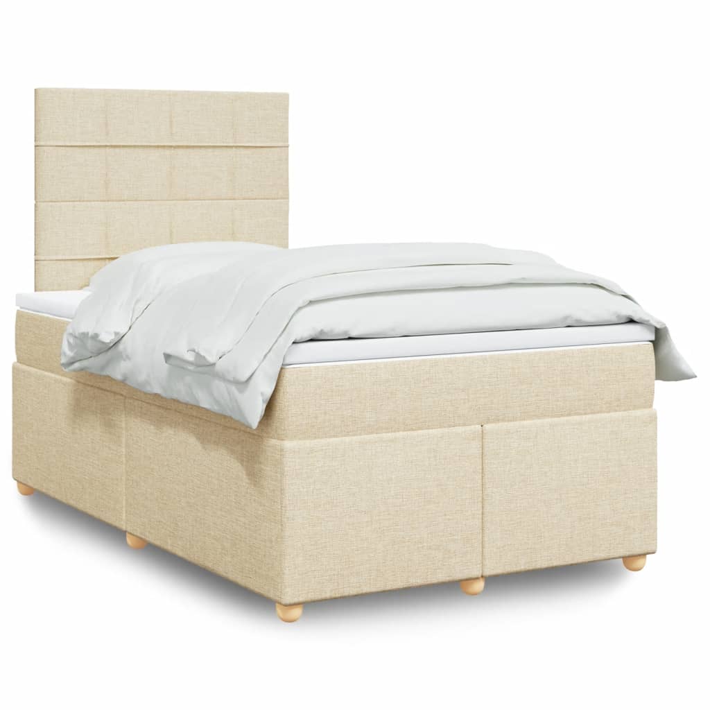 vidaXL Κρεβάτι Boxspring με Στρώμα Κρεμ 120x200 εκ. Υφασμάτινο