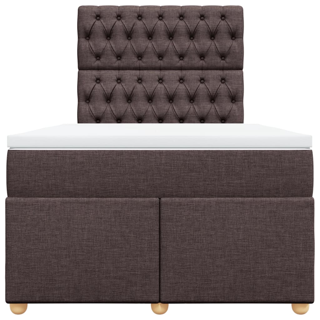 vidaXL Κρεβάτι Boxspring με Στρώμα Σκούρο Καφέ 120x200 εκ. Υφασμάτινο