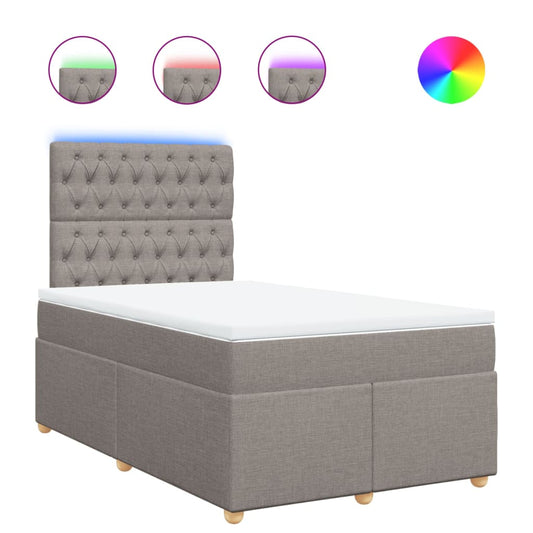vidaXL Κρεβάτι Boxspring με Στρώμα Taupe 120x200 εκ. Υφασμάτινο
