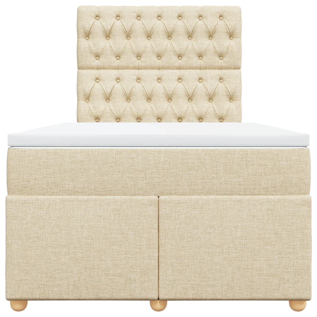 vidaXL Κρεβάτι Boxspring με Στρώμα Κρεμ 120x200 εκ. Υφασμάτινο