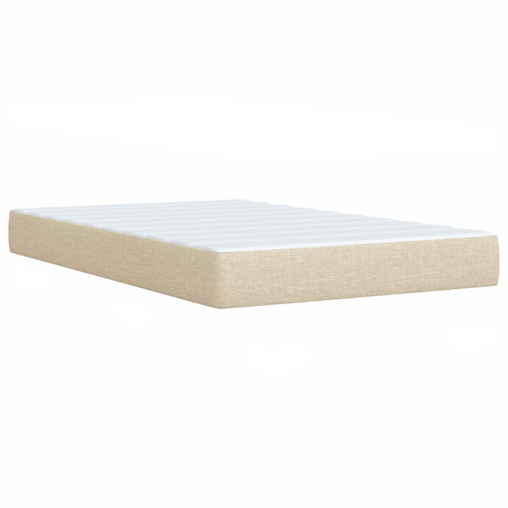 vidaXL Κρεβάτι Boxspring με Στρώμα Κρεμ 120x200 εκ. Υφασμάτινο