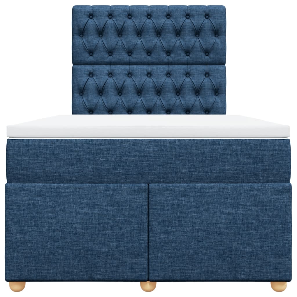 vidaXL Κρεβάτι Boxspring με Στρώμα Μπλε 120x200 εκ. Υφασμάτινο