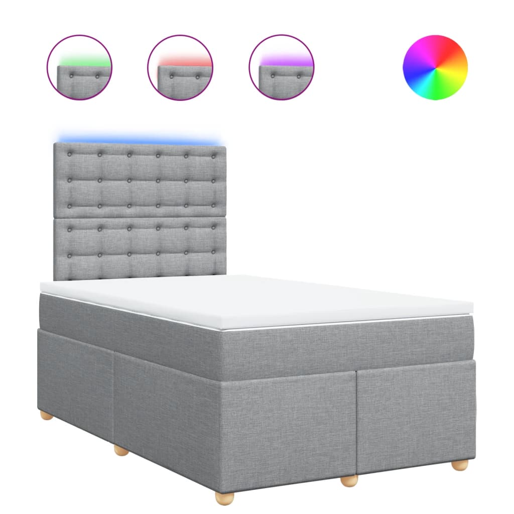 vidaXL Κρεβάτι Boxspring με Στρώμα Ανοιχτό Γκρι 120x200 εκ. Υφασμάτινο