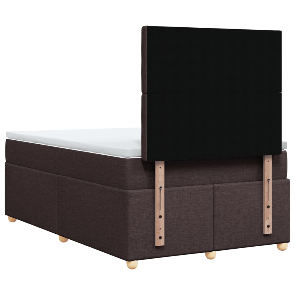 vidaXL Κρεβάτι Boxspring με Στρώμα Σκούρο Καφέ 120x200 εκ. Υφασμάτινο