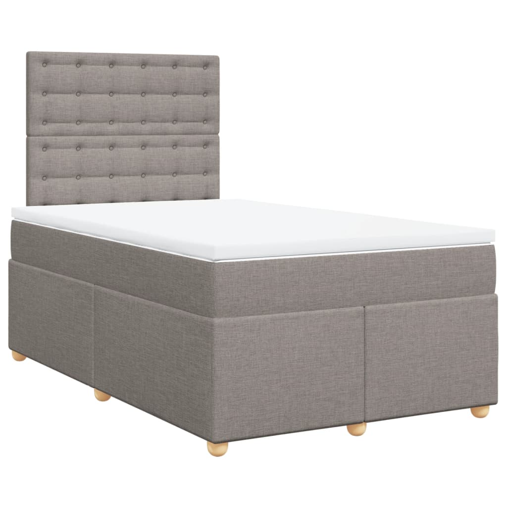 vidaXL Κρεβάτι Boxspring με Στρώμα Taupe 120x200 εκ. Υφασμάτινο