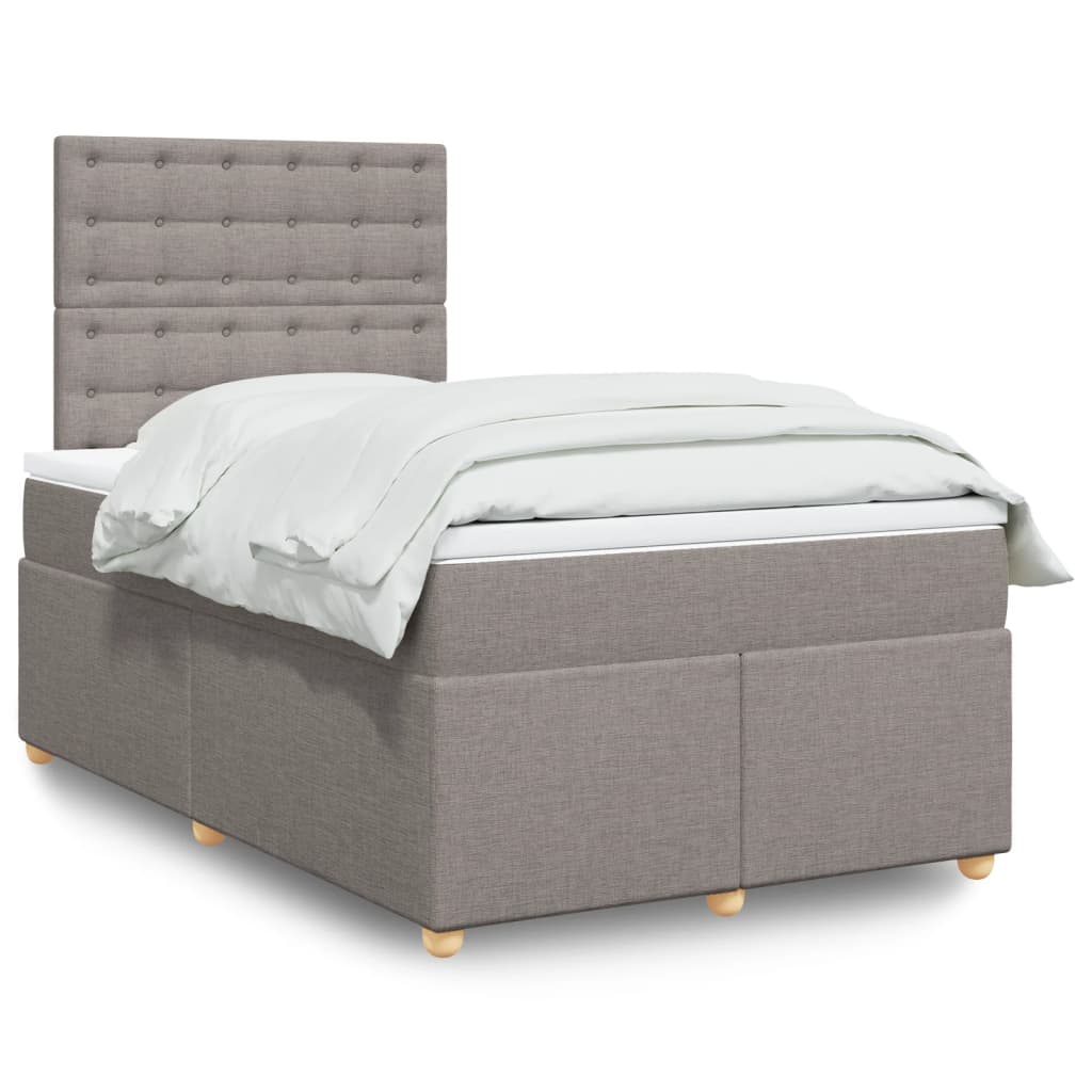 vidaXL Κρεβάτι Boxspring με Στρώμα Taupe 120x200 εκ. Υφασμάτινο