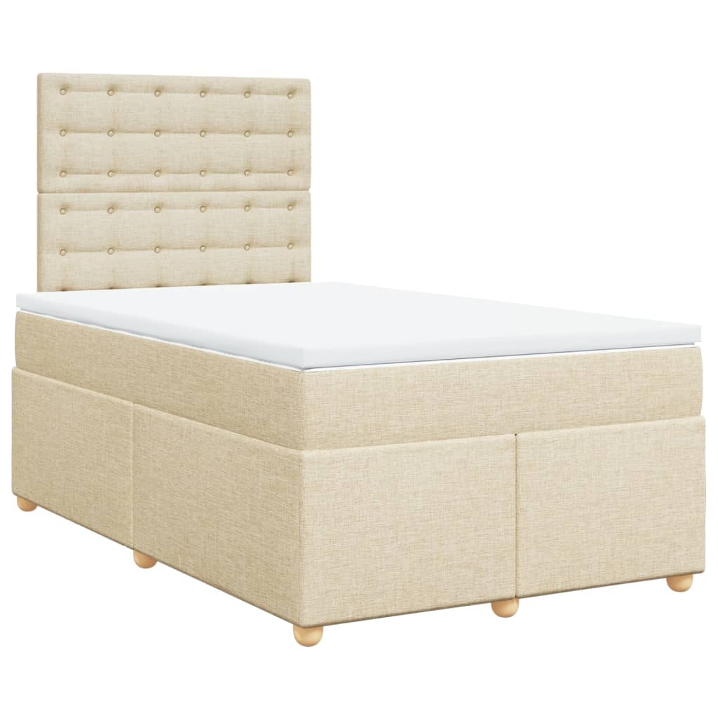 vidaXL Κρεβάτι Boxspring με Στρώμα Κρεμ 120x200 εκ. Υφασμάτινο