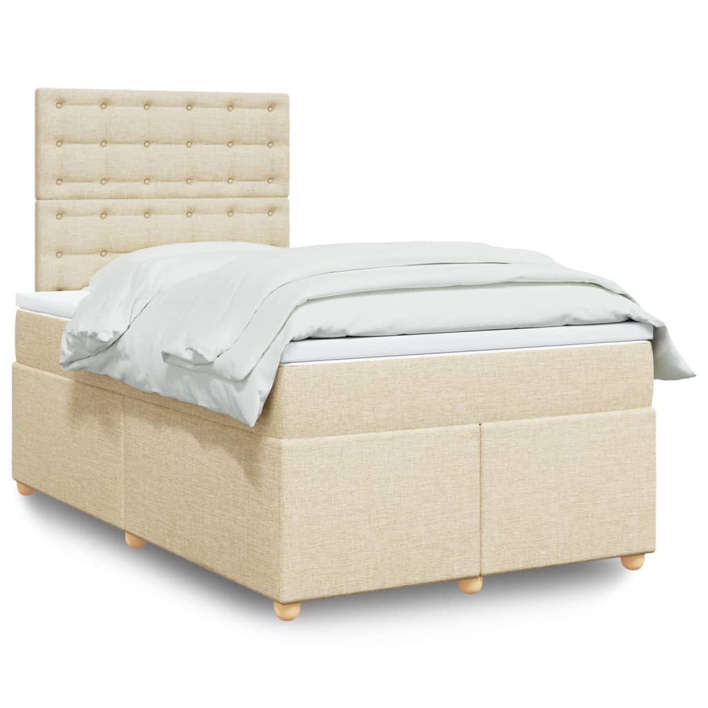 vidaXL Κρεβάτι Boxspring με Στρώμα Κρεμ 120x200 εκ. Υφασμάτινο