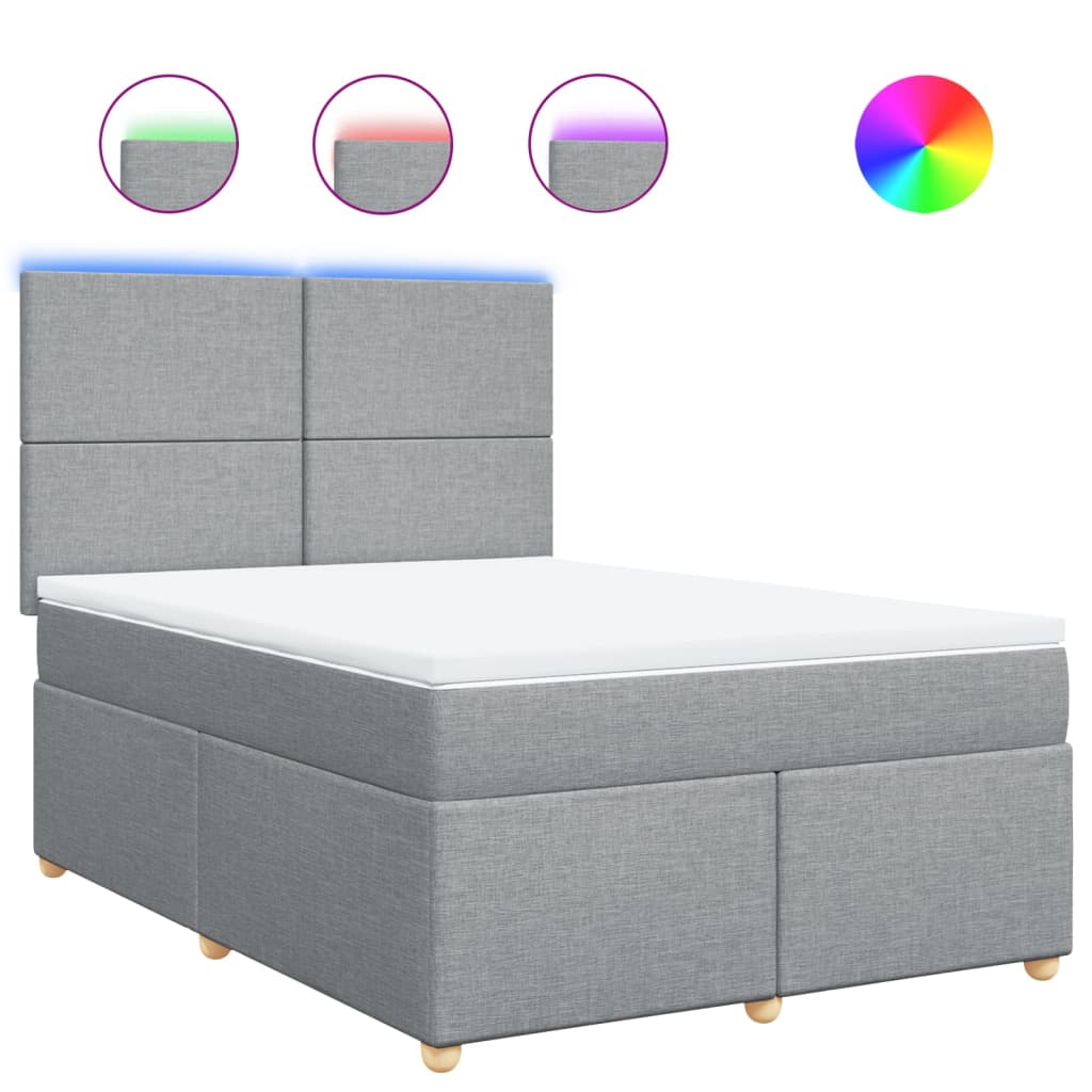 vidaXL Κρεβάτι Boxspring με Στρώμα Ανοιχτό Γκρι 140x190 εκ. Υφασμάτινο