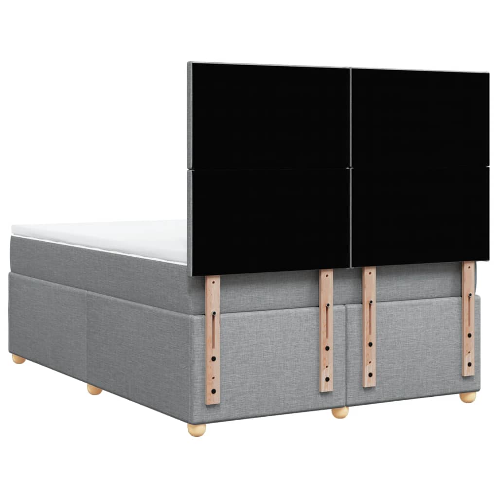 vidaXL Κρεβάτι Boxspring με Στρώμα Ανοιχτό Γκρι 140x190 εκ. Υφασμάτινο