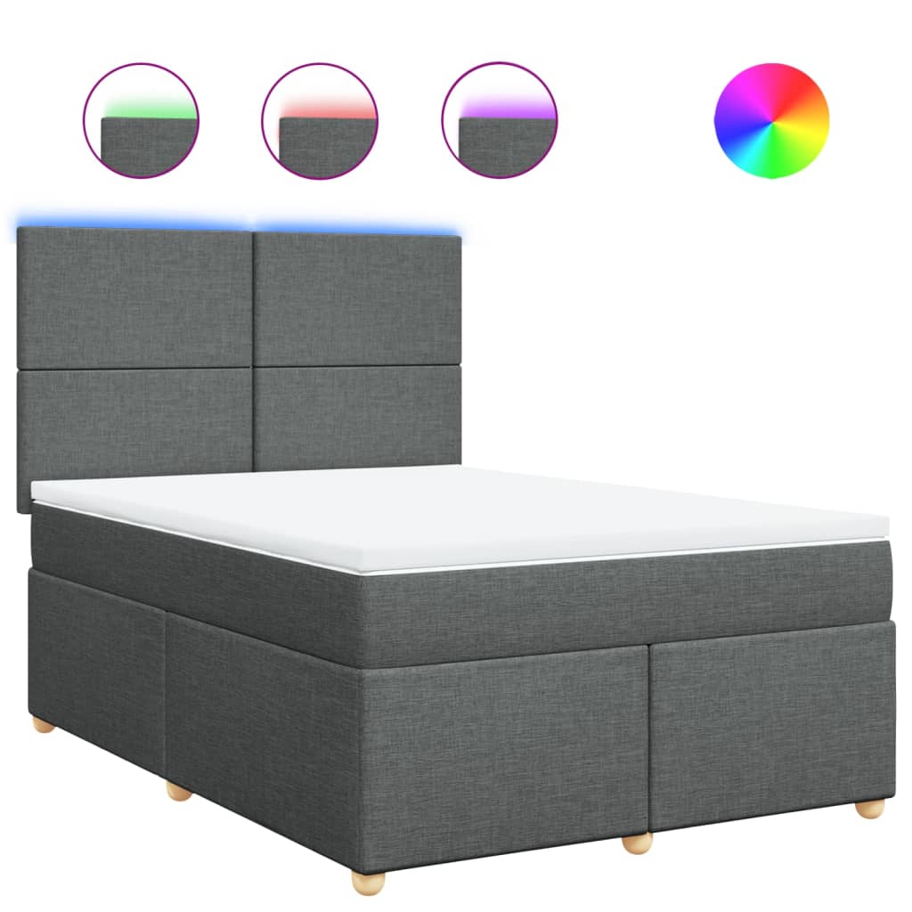 vidaXL Κρεβάτι Boxspring με Στρώμα Σκούρο Γκρι 140x190 εκ. Υφασμάτινο