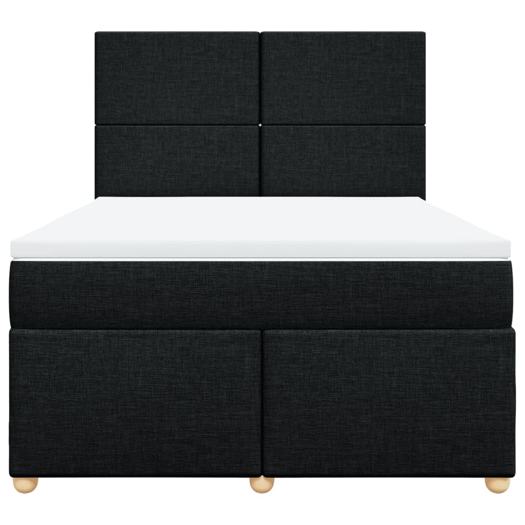 vidaXL Κρεβάτι Boxspring με Στρώμα Μαύρο 140x190 εκ. Υφασμάτινο