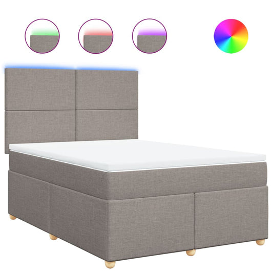 vidaXL Κρεβάτι Boxspring με Στρώμα Taupe 140x190 εκ. Υφασμάτινο