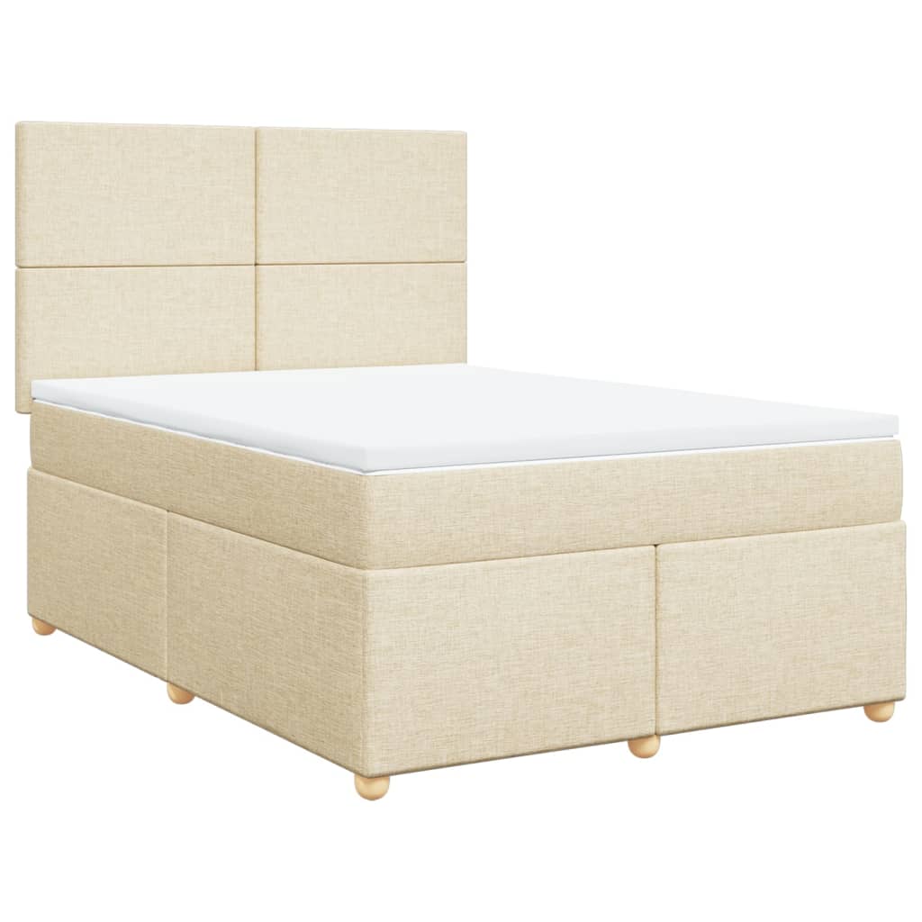 vidaXL Κρεβάτι Boxspring με Στρώμα Κρεμ 140x190 εκ. Υφασμάτινο