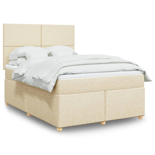 vidaXL Κρεβάτι Boxspring με Στρώμα Κρεμ 140x190 εκ. Υφασμάτινο