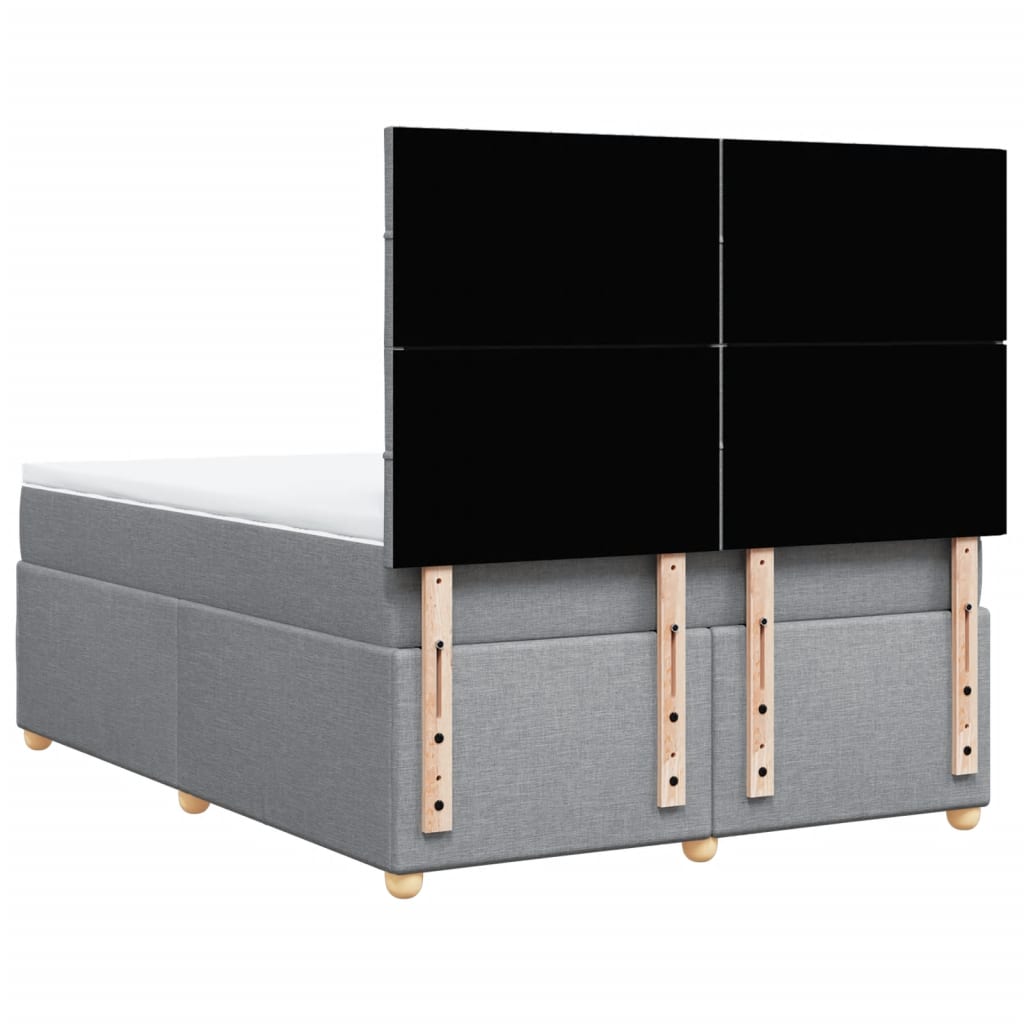 vidaXL Κρεβάτι Boxspring με Στρώμα Ανοιχτό Γκρι 140x190 εκ. Υφασμάτινο