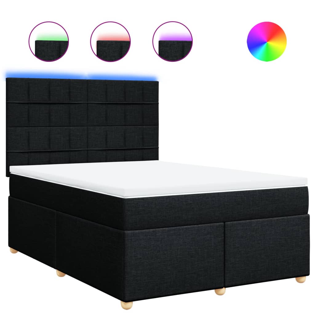 vidaXL Κρεβάτι Boxspring με Στρώμα Μαύρο 140x190 εκ. Υφασμάτινο
