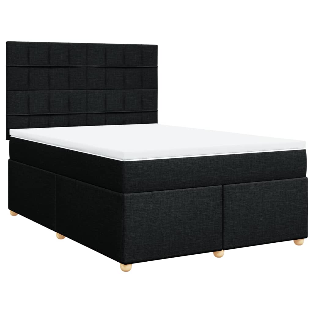 vidaXL Κρεβάτι Boxspring με Στρώμα Μαύρο 140x190 εκ. Υφασμάτινο