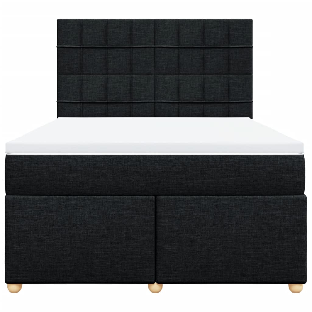 vidaXL Κρεβάτι Boxspring με Στρώμα Μαύρο 140x190 εκ. Υφασμάτινο
