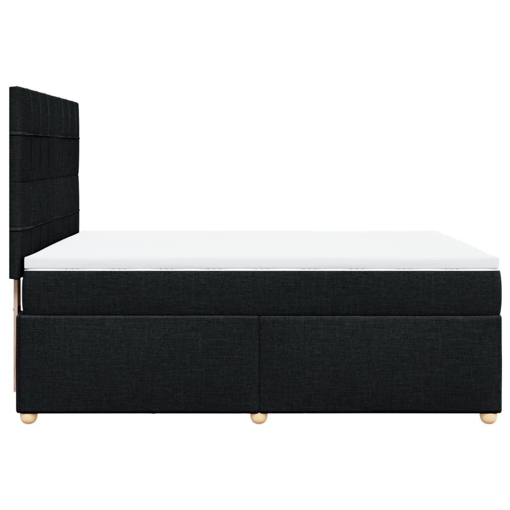 vidaXL Κρεβάτι Boxspring με Στρώμα Μαύρο 140x190 εκ. Υφασμάτινο