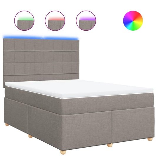 vidaXL Κρεβάτι Boxspring με Στρώμα Taupe 140x190 εκ. Υφασμάτινο