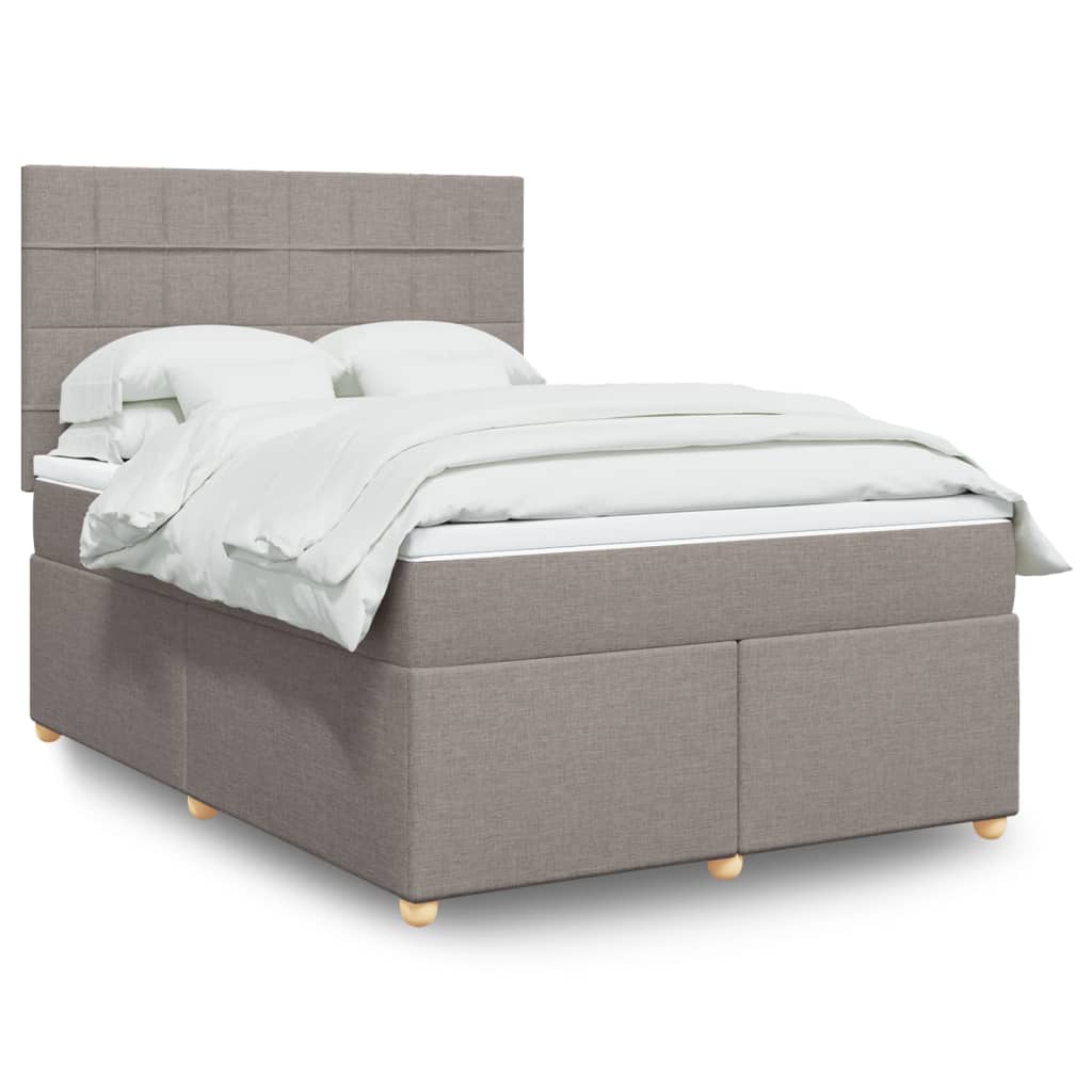 vidaXL Κρεβάτι Boxspring με Στρώμα Taupe 140x190 εκ. Υφασμάτινο