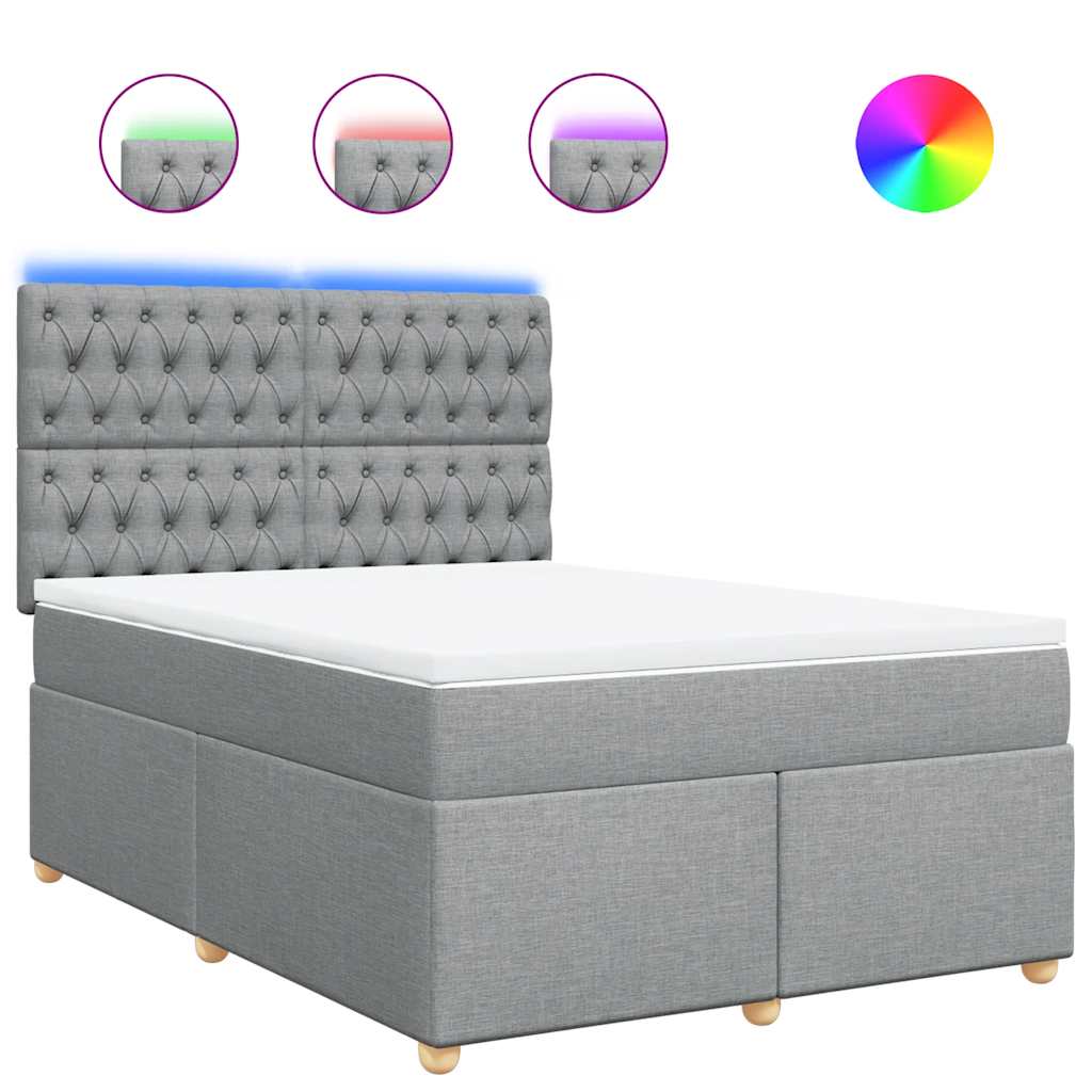 vidaXL Κρεβάτι Boxspring με Στρώμα Ανοιχτό Γκρι 140x190 εκ. Υφασμάτινο