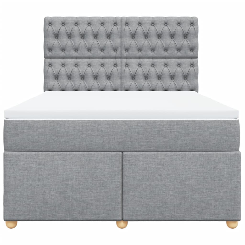 vidaXL Κρεβάτι Boxspring με Στρώμα Ανοιχτό Γκρι 140x190 εκ. Υφασμάτινο
