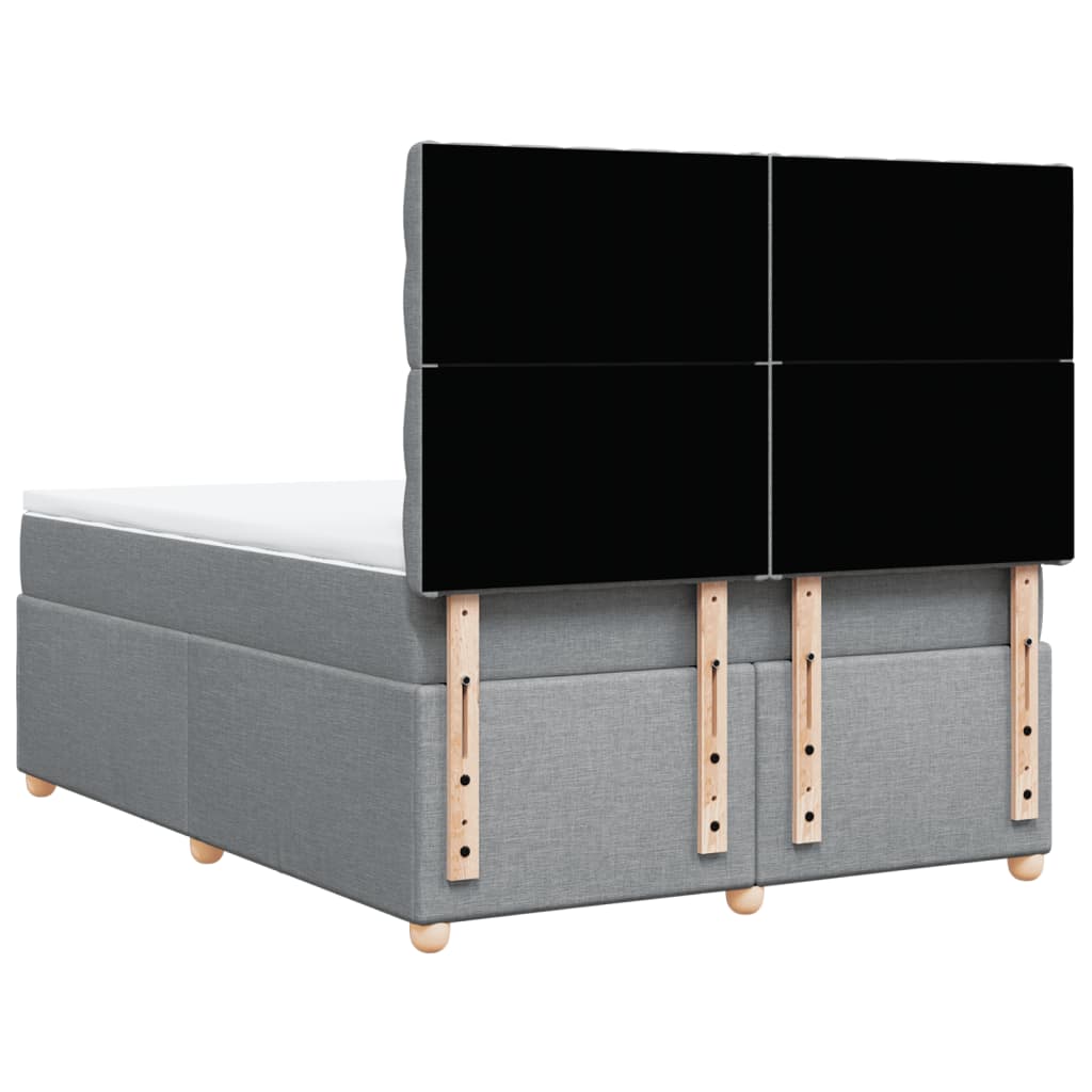 vidaXL Κρεβάτι Boxspring με Στρώμα Ανοιχτό Γκρι 140x190 εκ. Υφασμάτινο