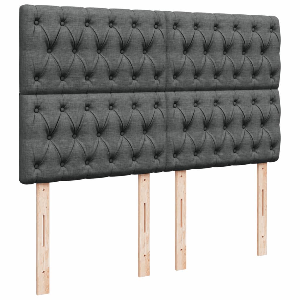 vidaXL Κρεβάτι Boxspring με Στρώμα Σκούρο Γκρι 140x190 εκ. Υφασμάτινο