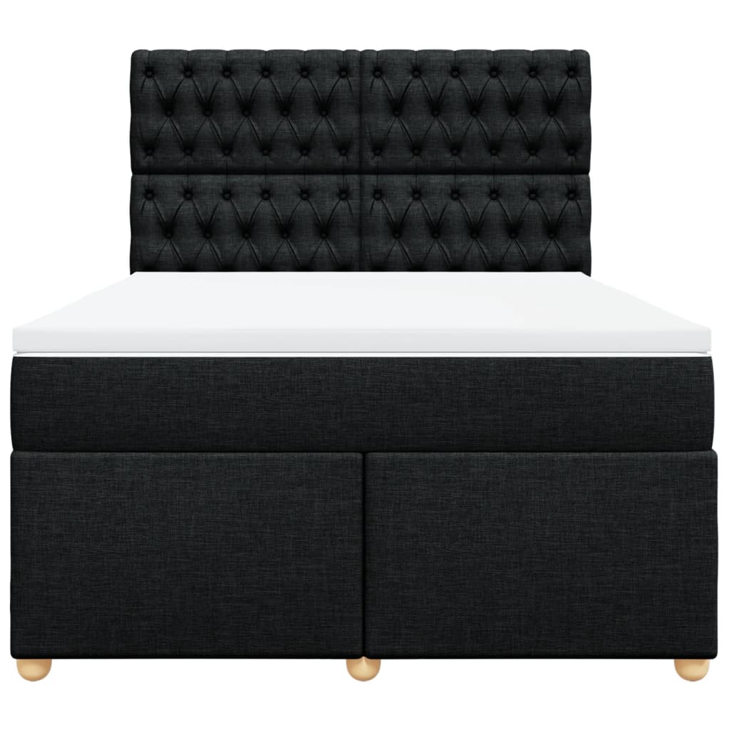 vidaXL Κρεβάτι Boxspring με Στρώμα Μαύρο 140x190 εκ. Υφασμάτινο