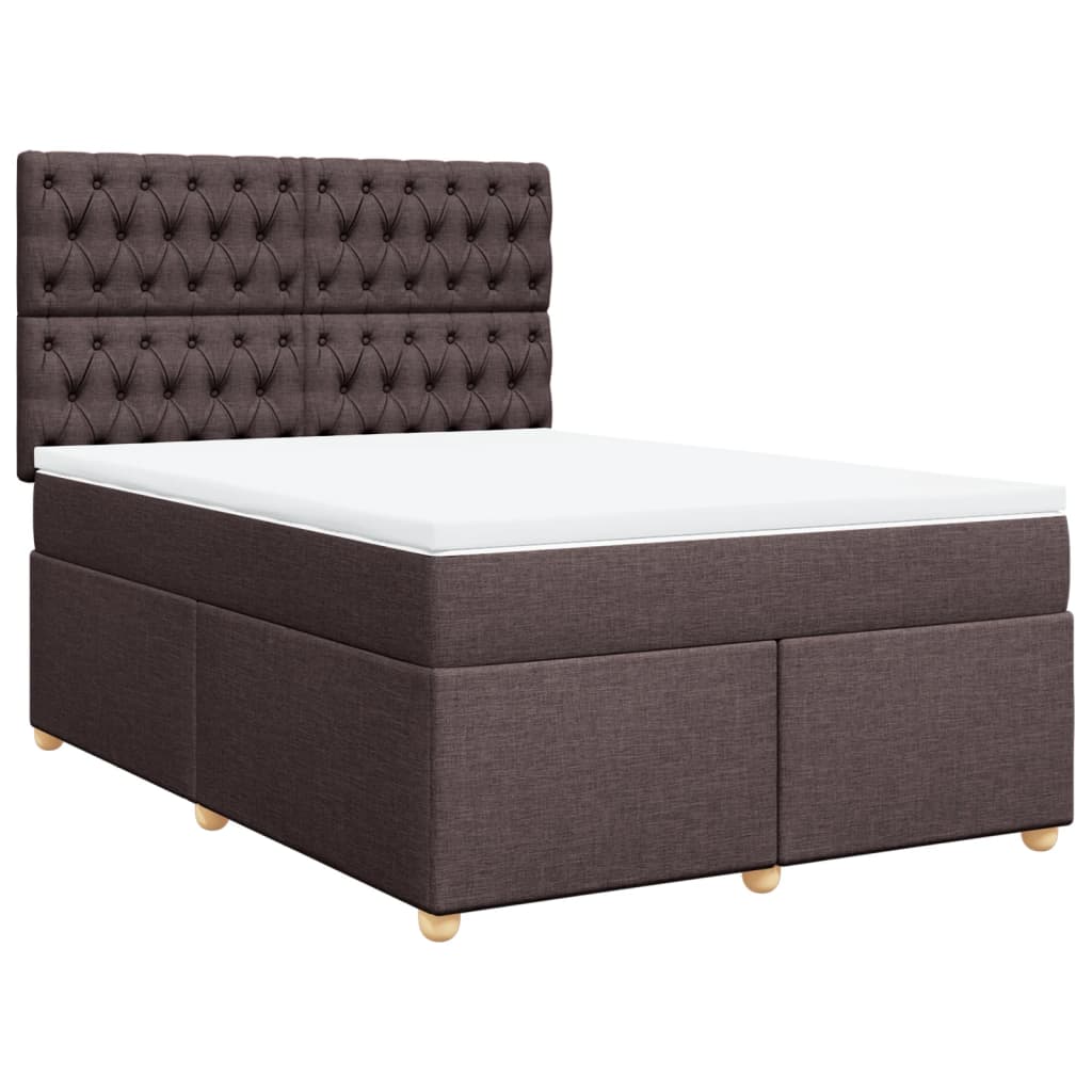 vidaXL Κρεβάτι Boxspring με Στρώμα Σκούρο Καφέ 140x190 εκ. Υφασμάτινο