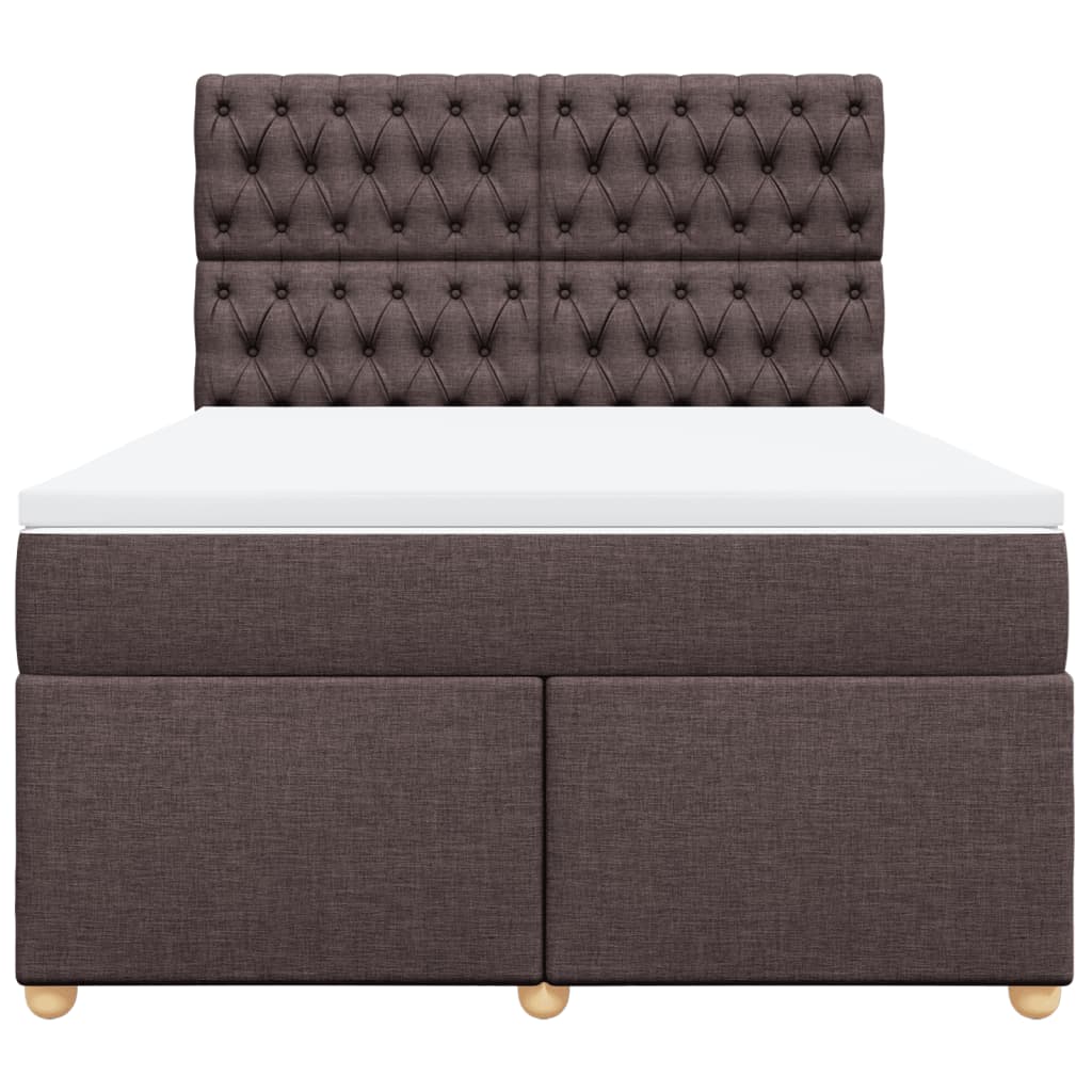 vidaXL Κρεβάτι Boxspring με Στρώμα Σκούρο Καφέ 140x190 εκ. Υφασμάτινο
