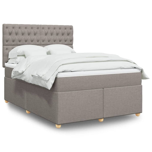 vidaXL Κρεβάτι Boxspring με Στρώμα Taupe 140x190 εκ. Υφασμάτινο