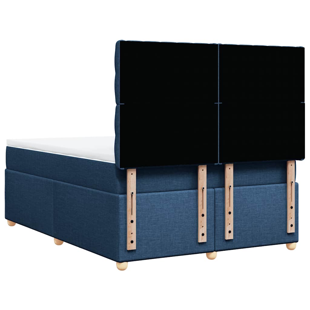 vidaXL Κρεβάτι Boxspring με Στρώμα Μπλε 140x190 εκ. Υφασμάτινο