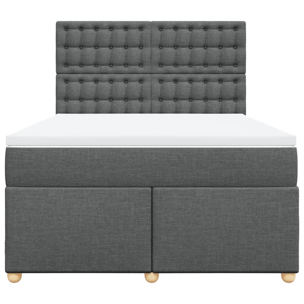 vidaXL Κρεβάτι Boxspring με Στρώμα Σκούρο Γκρι 140x190 εκ. Υφασμάτινο