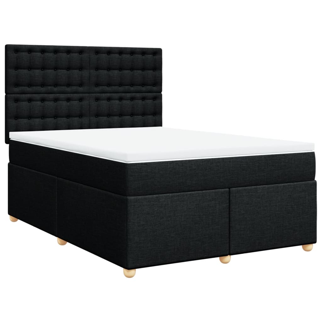 vidaXL Κρεβάτι Boxspring με Στρώμα Μαύρο 140x190 εκ. Υφασμάτινο