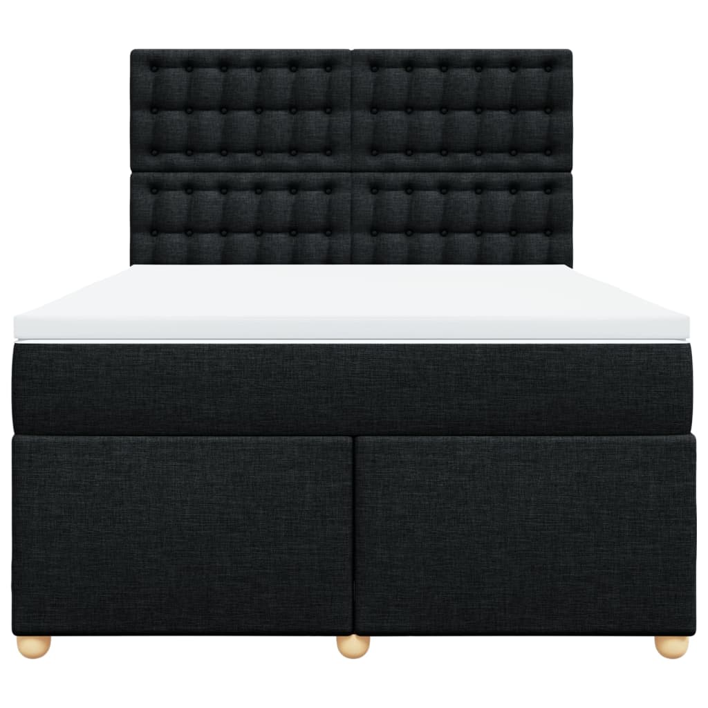 vidaXL Κρεβάτι Boxspring με Στρώμα Μαύρο 140x190 εκ. Υφασμάτινο
