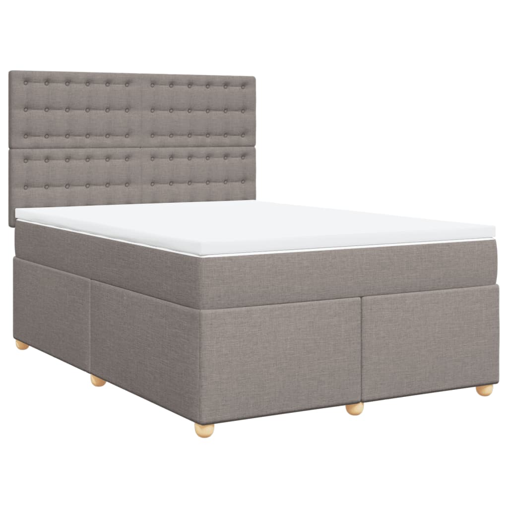 vidaXL Κρεβάτι Boxspring με Στρώμα Taupe 140x190 εκ. Υφασμάτινο