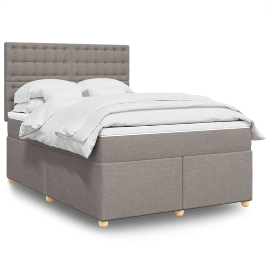 vidaXL Κρεβάτι Boxspring με Στρώμα Taupe 140x190 εκ. Υφασμάτινο