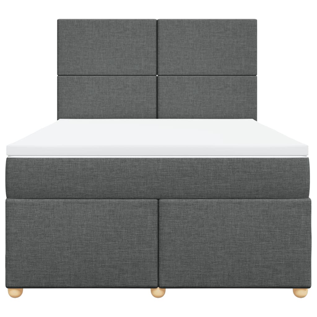 vidaXL Κρεβάτι Boxspring με Στρώμα Σκούρο Γκρι 140x200 εκ Υφασμάτινο